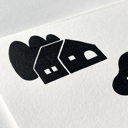 Letterpress Card/ Pond and House