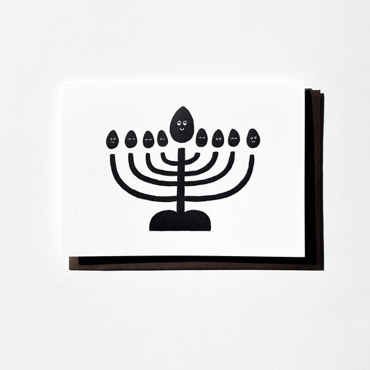 OITAMA Letterpress Card/ Holiday Hanukkiah