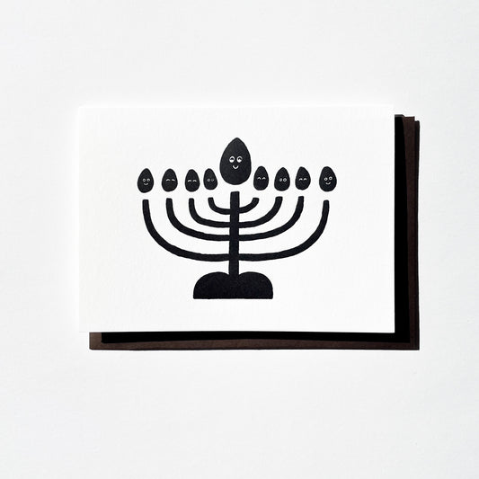 Letterpress Card/ Hanukkah Menorah