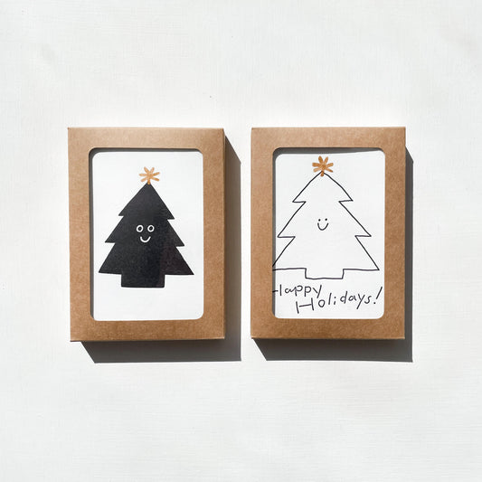 Letterpress Card Set of 6 / Holiday Trees